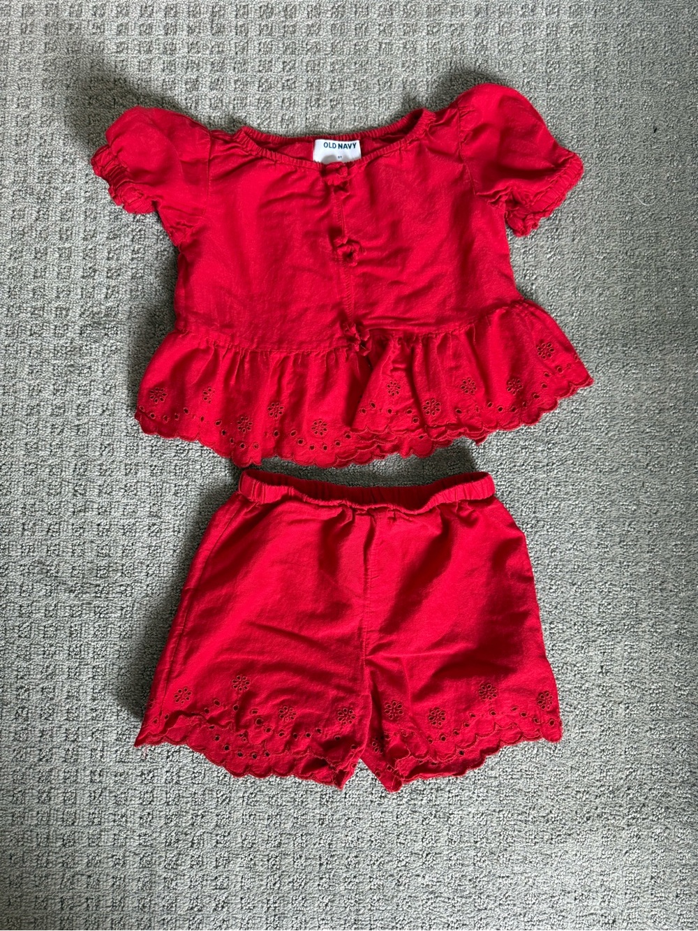 Old Navy Red Eyelet Two-Piece Set